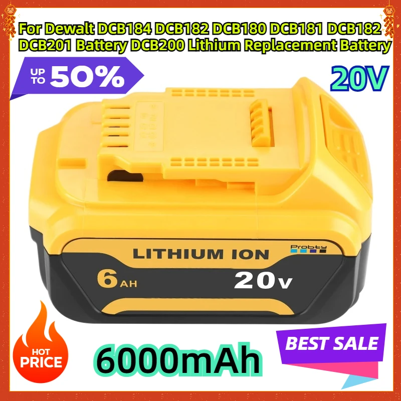For Dewalt 18V DCB184 DCB182 DCB180 DCB181 DCB182 DCB201 Battery DCB200 20V 6.0Ah Lithium Replacement Battery
For Dewalt 18V DCB184 DCB182 DCB180 DCB181 DCB182 DCB201 Battery DCB200 20V 6.0Ah Lithium Replacement Battery