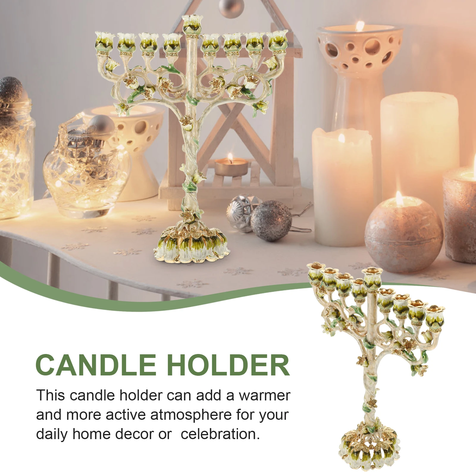 Nine Branches Candlestick Holder Vintage Enamel Religious Decor Metal Alloy Stand Table Ornament Wedding Party for room
Nine Branches Candlestick Holder Vintage Enamel Religious Decor Metal Alloy Stand Table Ornament Wedding Party for room