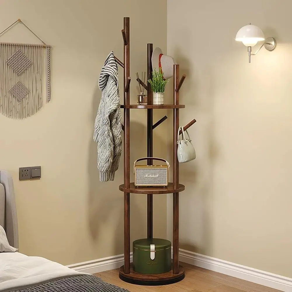 9-Hook Walnut Freestanding Coat Rack with 3 Shelves for Home Entryway, Bedroom, and Living Room
9-Hook Walnut Freestanding Coat Rack with 3 Shelves for Home Entryway, Bedroom, and Living Room