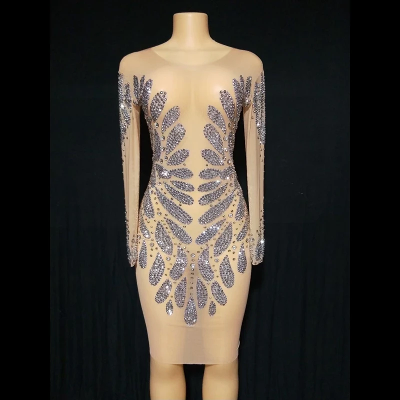 Sparkly Rhinestones Long Sleeves Short Dress Fashion Prom Gown Evening Sexy See Through Crystals Birthday Party Dress Show Wear
Sparkly Rhinestones Long Sleeves Short Dress Fashion Prom Gown Evening Sexy See Through Crystals Birthday Party Dress Show Wear