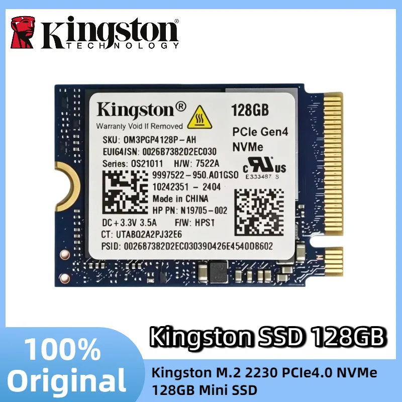 Kingston OEM 128GB M.2 2230 NVMe PCIe 4.0 SSD Internal Solid State Drive for Laptop Desktop Ultra Fast Speed Pro
Kingston OEM 128GB M.2 2230 NVMe PCIe 4.0 SSD Internal Solid State Drive for Laptop Desktop Ultra Fast Speed Pro