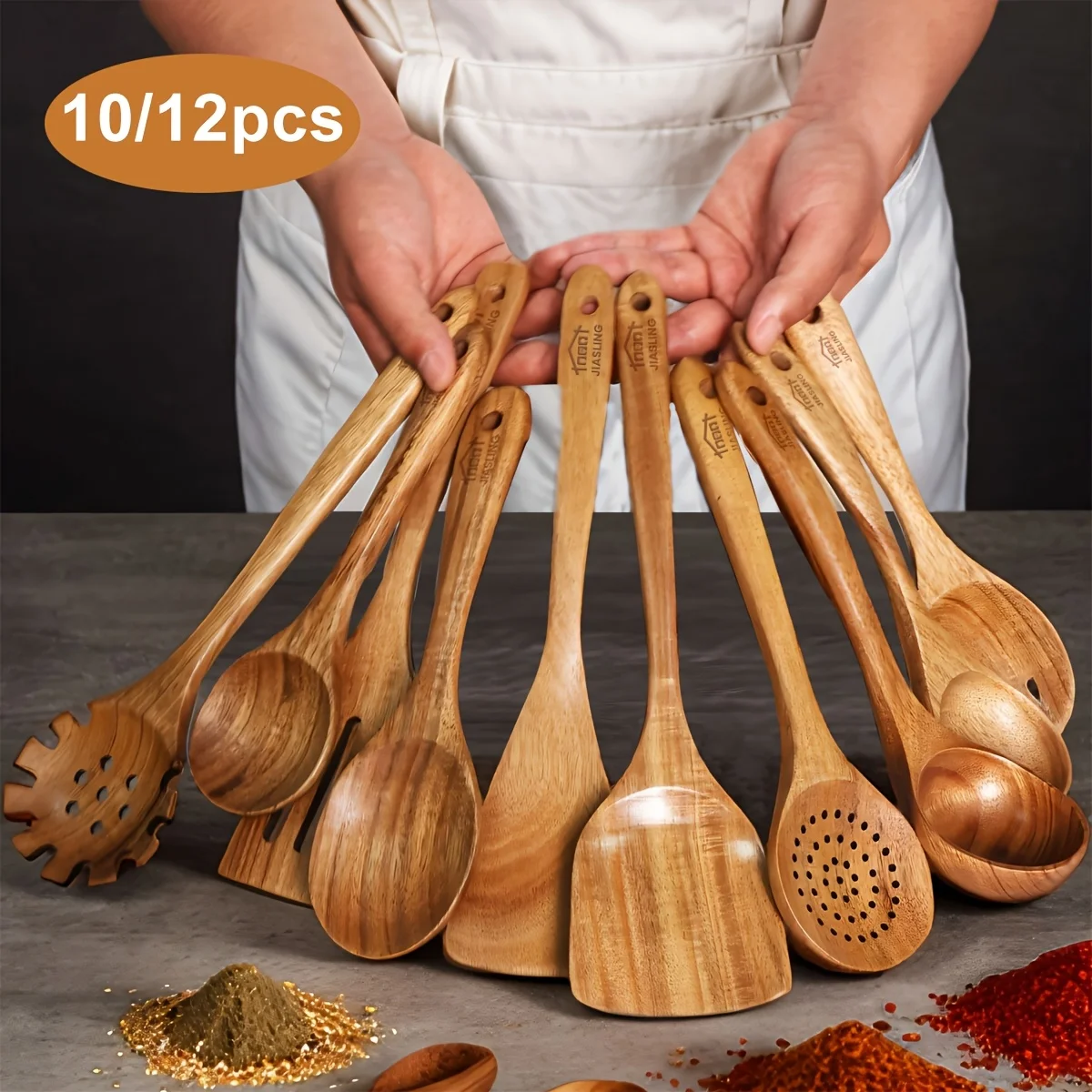 Wooden Spoons for Cooking, 10/12pcs Natural Teak Wooden Kitchen Utensils Set Non-Stick Kitchen Pan Toolset Wooden Utensils for Cooking Wooden Cooking Utensils Wooden Spatulas for Cooking
Wooden Spoons for Cooking, 10/12pcs Natural Teak Wooden Kitchen Utensils Set Non-Stick Kitchen Pan Toolset Wooden Utensils for Cooking Wooden Cooking Utensils Wooden Spatulas for Cooking
