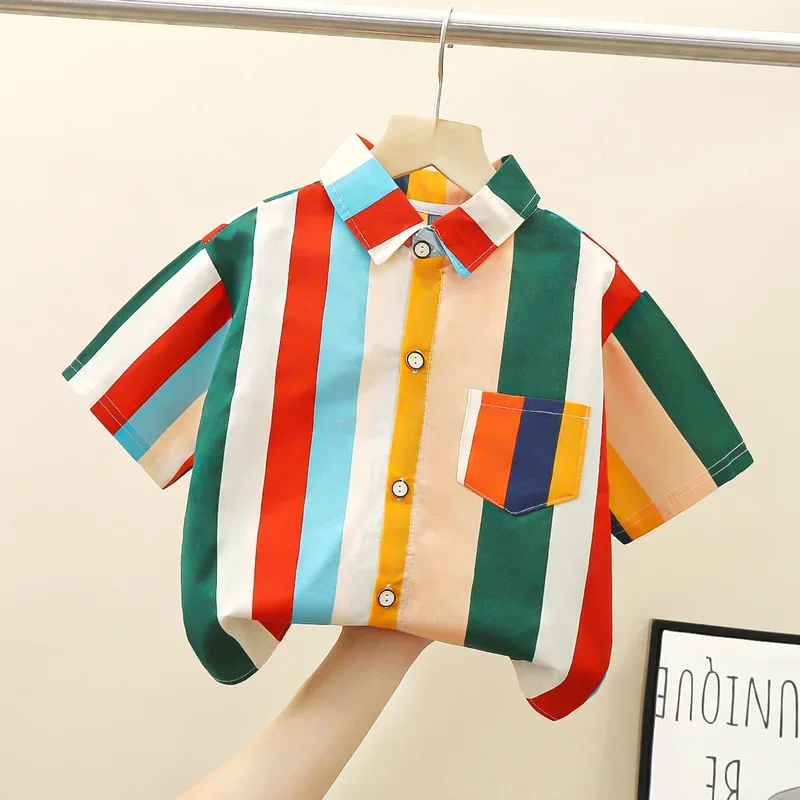 Summer Boys Shirts Classic Casual Stripe Short Sleeve Child Shirts Kids School Blouse Red Tops Clothes Stripe 2-6 Years Boy Wear
Summer Boys Shirts Classic Casual Stripe Short Sleeve Child Shirts Kids School Blouse Red Tops Clothes Stripe 2-6 Years Boy Wear