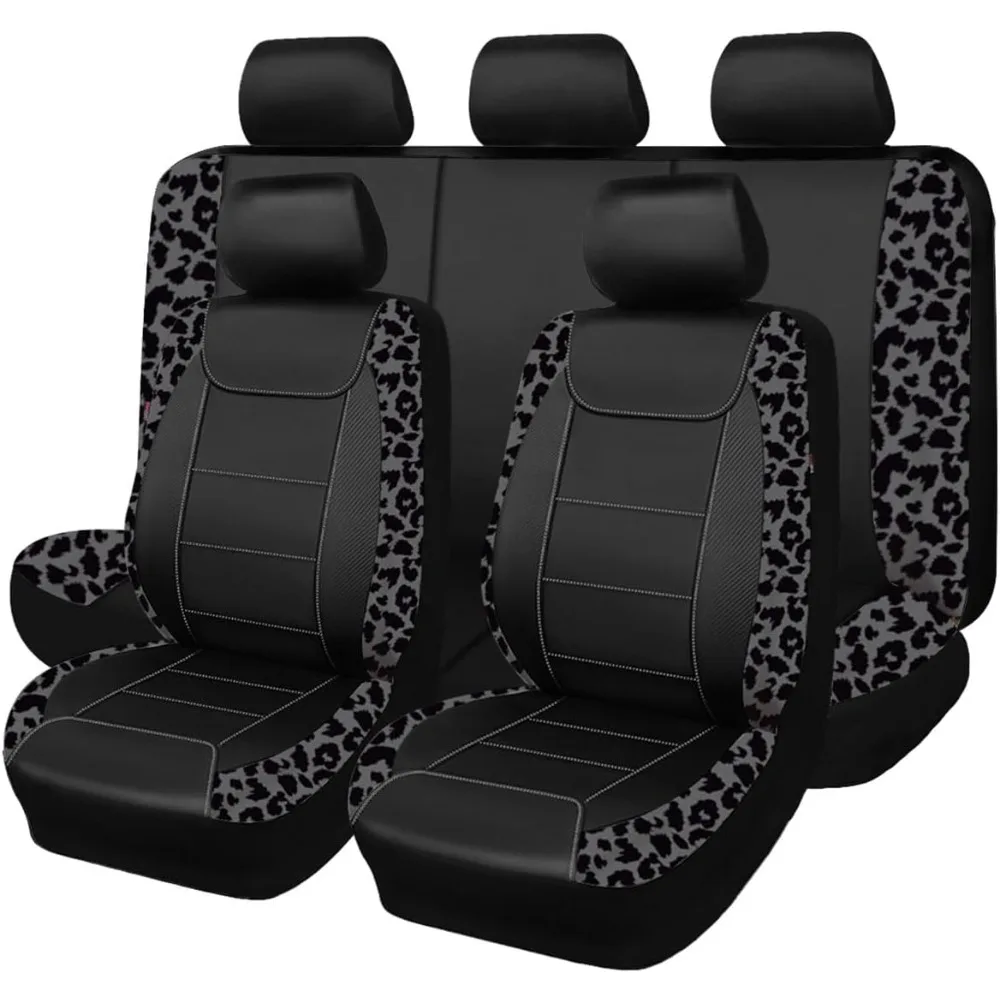 Universal Fit Carbon Fiber Leopard Gray Black Leather Vehicle Seat Covers, 8-Piece Set
Universal Fit Carbon Fiber Leopard Gray Black Leather Vehicle Seat Covers, 8-Piece Set