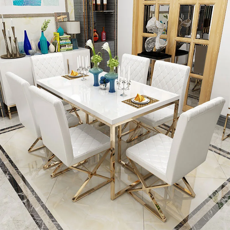 Household furniture marble top rectangular dining table modern luxury dining table stainless steel marble dining table
Household furniture marble top rectangular dining table modern luxury dining table stainless steel marble dining table