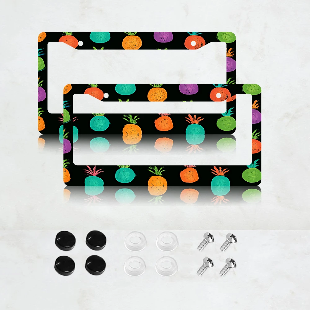 Комплект из 2 рамок для номерных знаков с 2 отверстиями, разноцветный дизайн с ананасом, алюминий, 6x12 дюймов, с винтами, оригинальный подарок для украшения автомобиля
Комплект из 2 рамок для номерных знаков с 2 отверстиями, разноцветный дизайн с ананасом, алюминий, 6x12 дюймов, с винтами, оригинальный подарок для украшения автомобиля