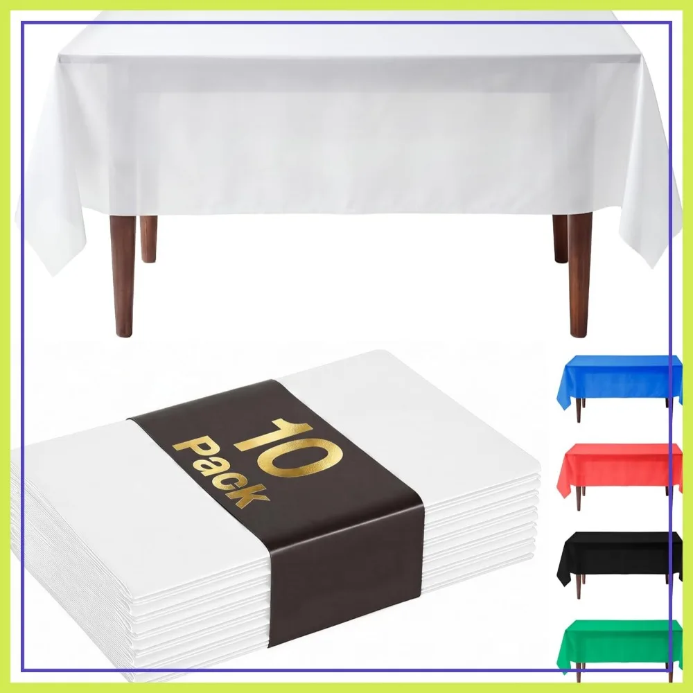 Premium Plastic Tablecloths 10 Pack, 54x108 Inch Disposable Table Covers for 8FT Tables, Thick & Durable, Waterproof, Easy Cleanup for Parties, Weddings, Pure White
Premium Plastic Tablecloths 10 Pack, 54x108 Inch Disposable Table Covers for 8FT Tables, Thick & Durable, Waterproof, Easy Cleanup for Parties, Weddings, Pure White