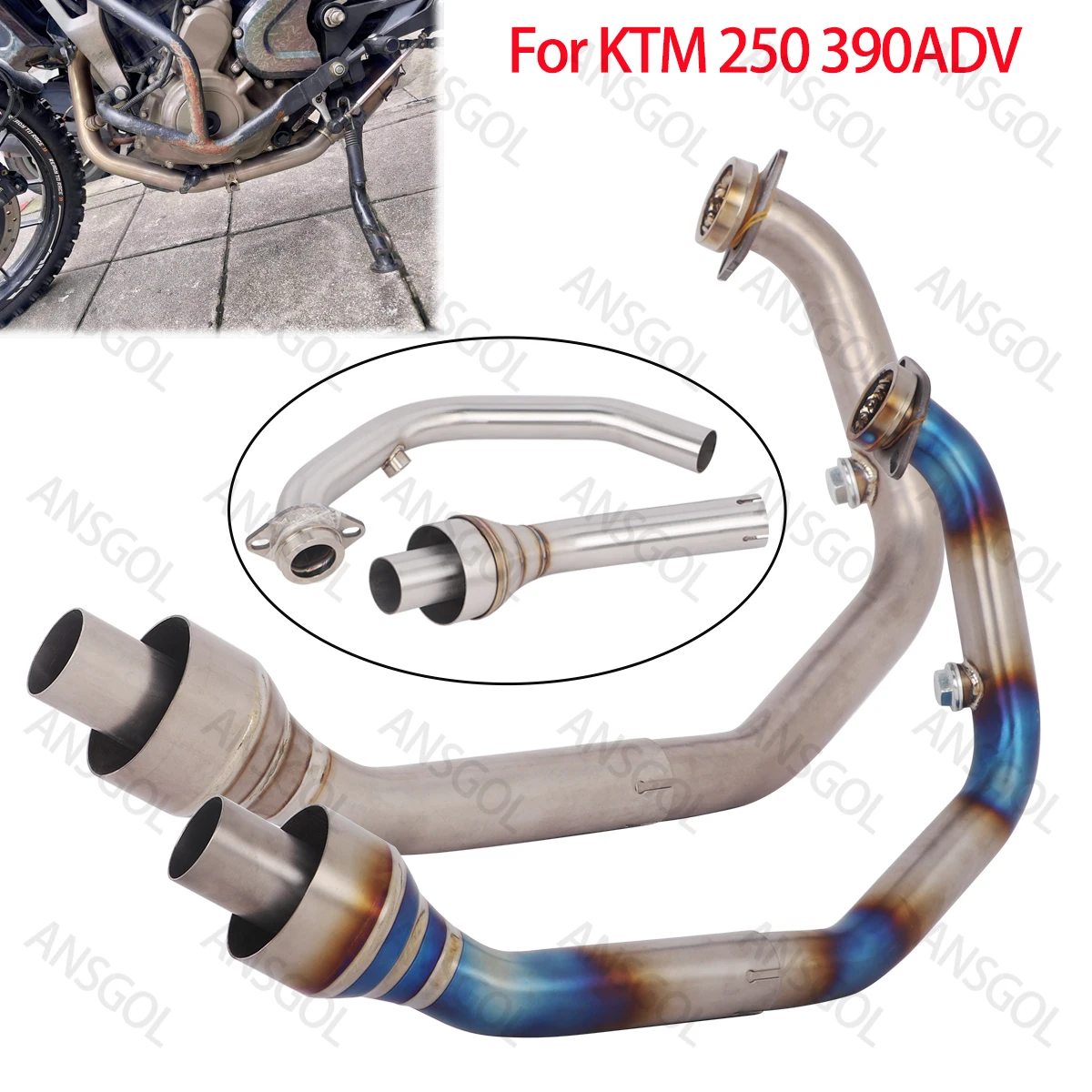 Slip on for KTM 250 390ADV Exhaust Pipe Escape Modified Muffler Front Link Pipe Fits Stock Muffler Titanium Alloy
Slip on for KTM 250 390ADV Exhaust Pipe Escape Modified Muffler Front Link Pipe Fits Stock Muffler Titanium Alloy