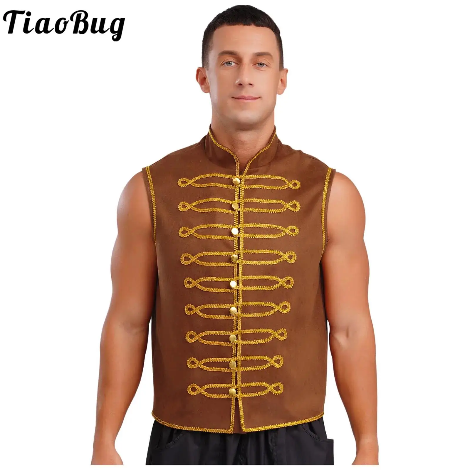 Men Retro Medieval Costume Punk Style Waistcoat Stand Collar Sleeveless Gold Trim Buttons Vest Tops Halloween Party Costume
Men Retro Medieval Costume Punk Style Waistcoat Stand Collar Sleeveless Gold Trim Buttons Vest Tops Halloween Party Costume