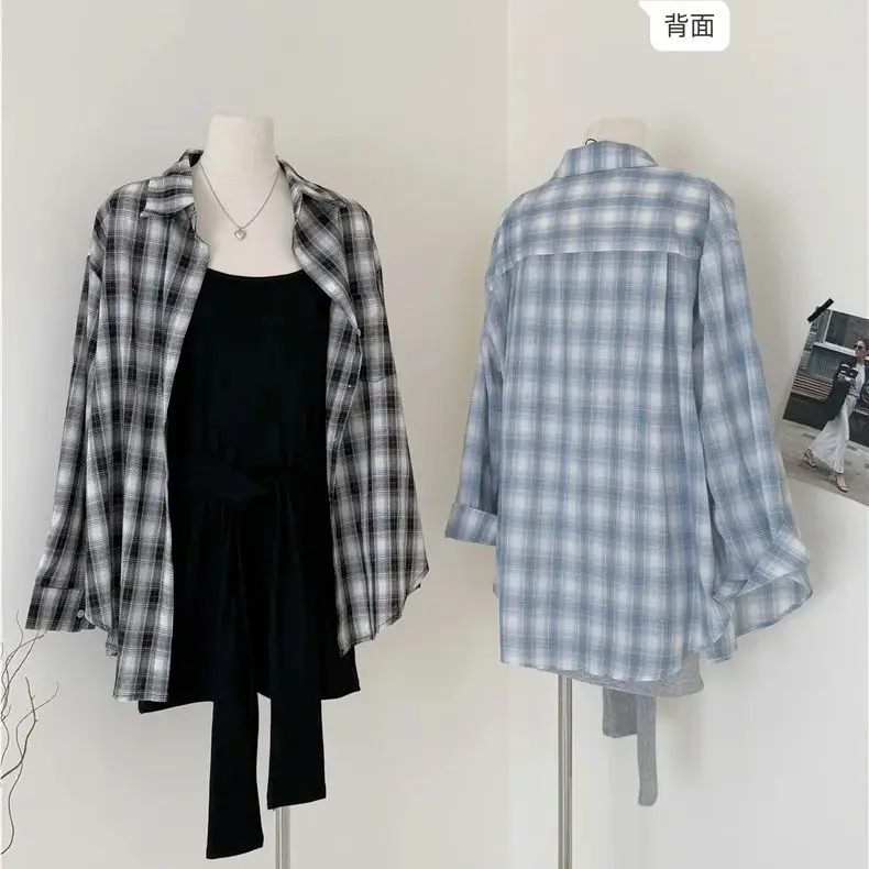 New summer Korean style strap waist-hugging suspender dress + plaid shirt two-piece suit for women
New summer Korean style strap waist-hugging suspender dress + plaid shirt two-piece suit for women