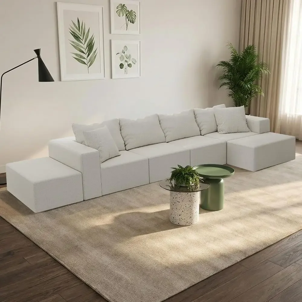 Customizable 170 L-Shaped Sectional Sofa with Cloud Chenille Fabric and 6 Pillows for Living Room and Bedroom, Beige
Customizable 170 L-Shaped Sectional Sofa with Cloud Chenille Fabric and 6 Pillows for Living Room and Bedroom, Beige