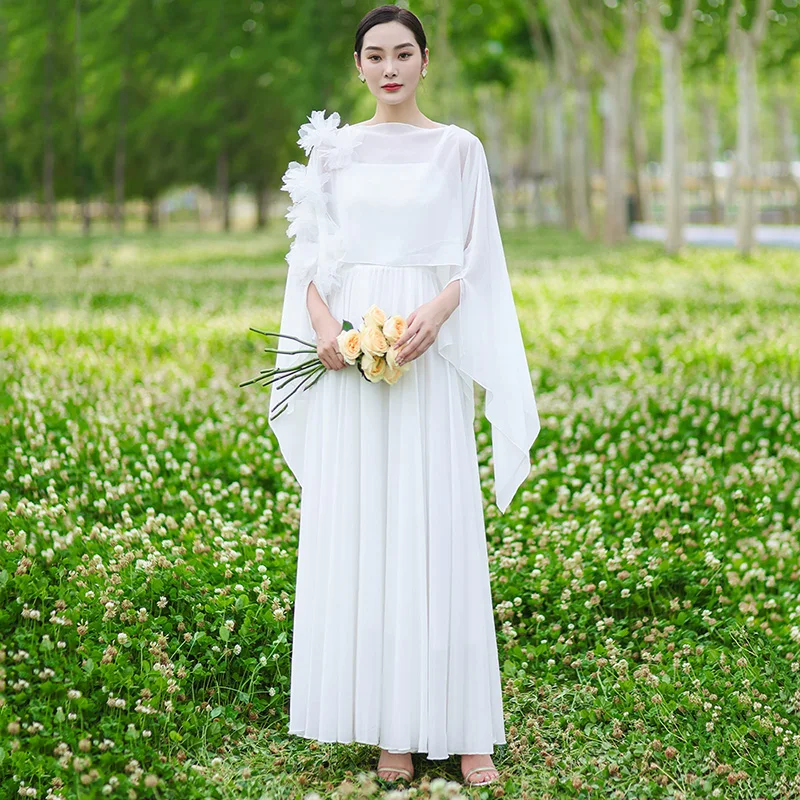 New Women Elegant White Long Dress Summer Fashion Fairy Style Two pieces Set Flower Shawl and Spaghetti Strap Dress
New Women Elegant White Long Dress Summer Fashion Fairy Style Two pieces Set Flower Shawl and Spaghetti Strap Dress