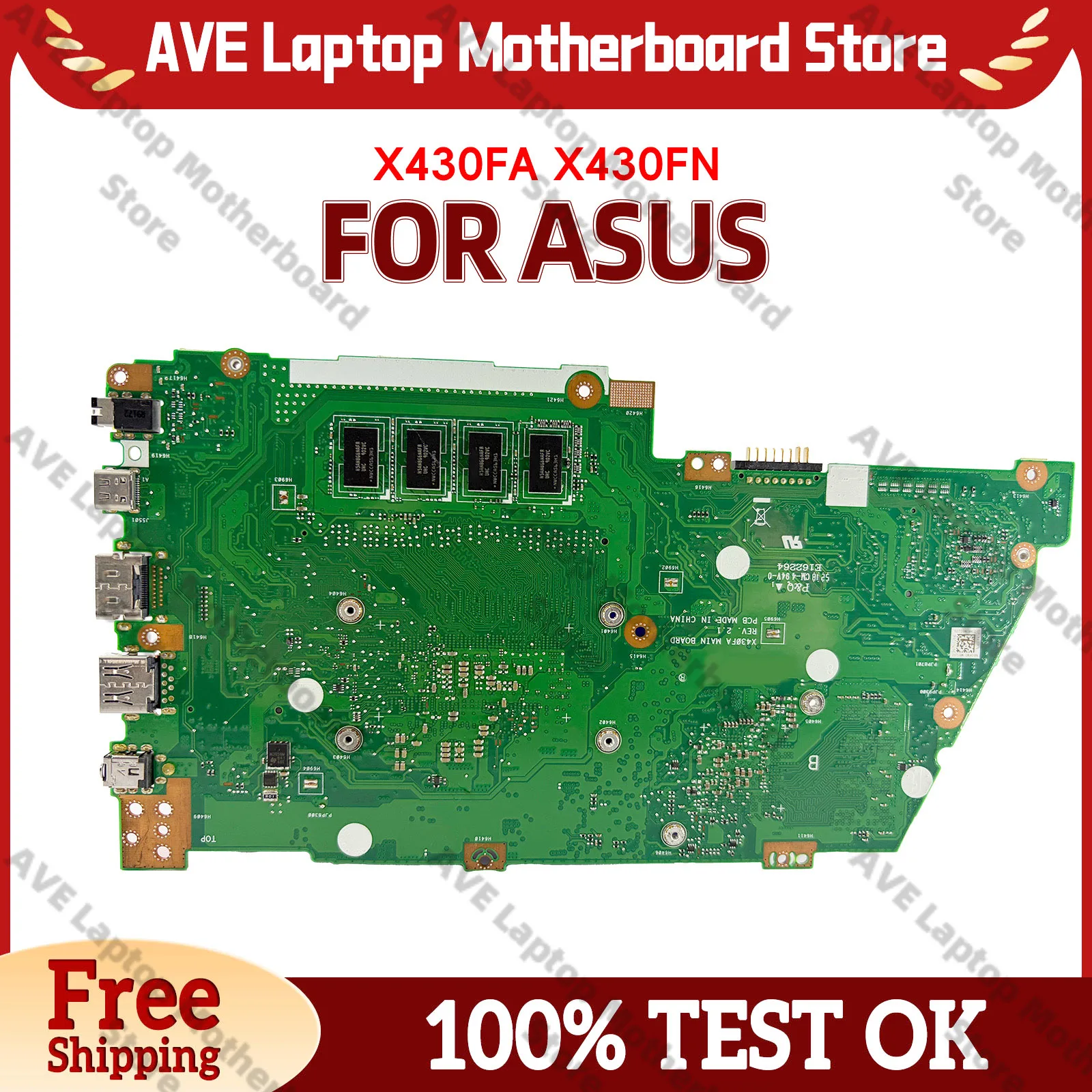 X430FN S430F Laptop Motherboard For ASUS VivoBook X430FN S4300F S14 K430F V430F R430F X430F Mainboard With I3 I5 I7 CPU tests OK
X430FN S430F Laptop Motherboard For ASUS VivoBook X430FN S4300F S14 K430F V430F R430F X430F Mainboard With I3 I5 I7 CPU tests OK