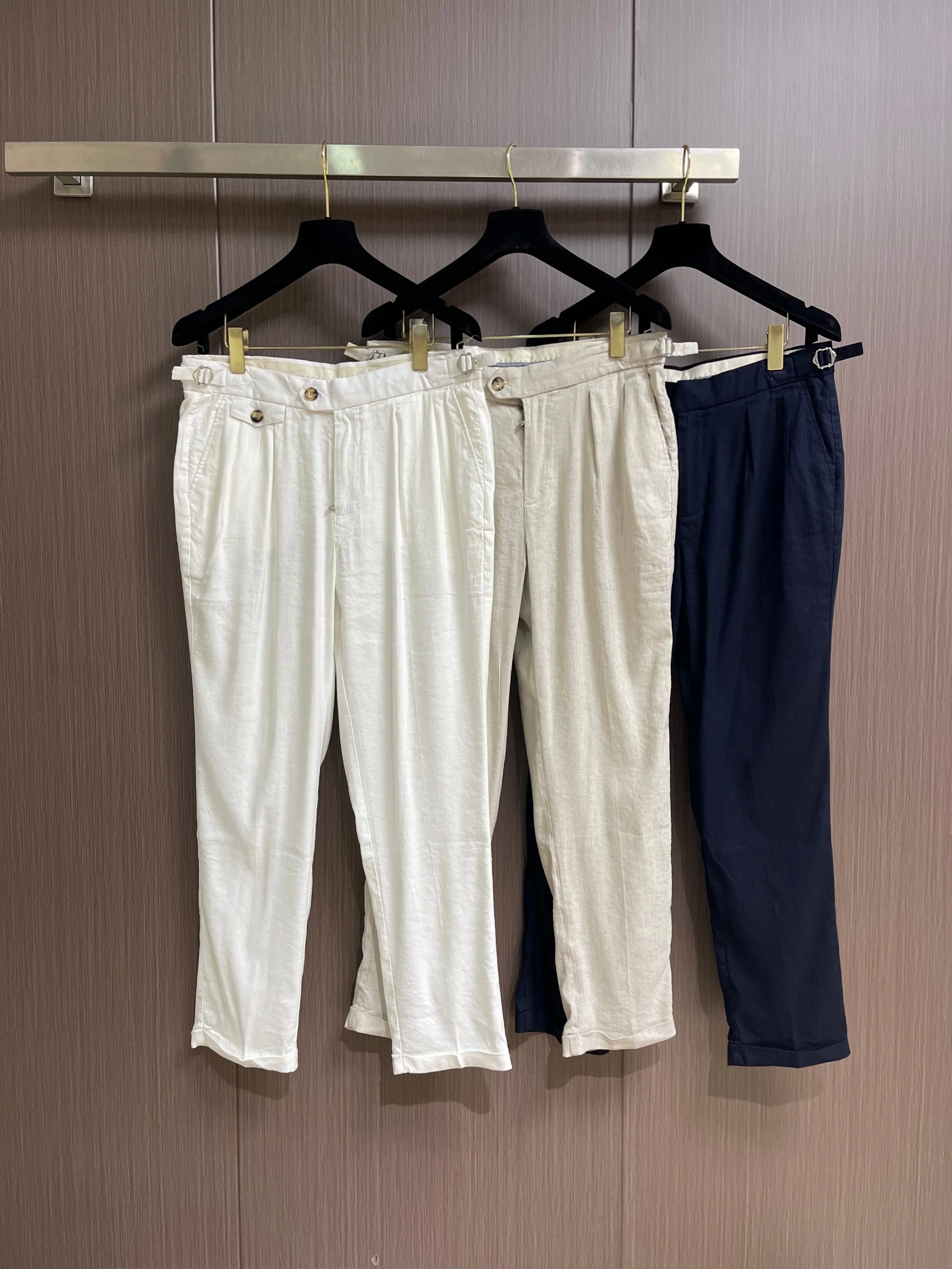 Italian Vintage Style Men's Summer Cotton Linen Straight Leg Casual Pants mid Waist Buckle Waist Business Casual Trousers
Italian Vintage Style Men's Summer Cotton Linen Straight Leg Casual Pants mid Waist Buckle Waist Business Casual Trousers