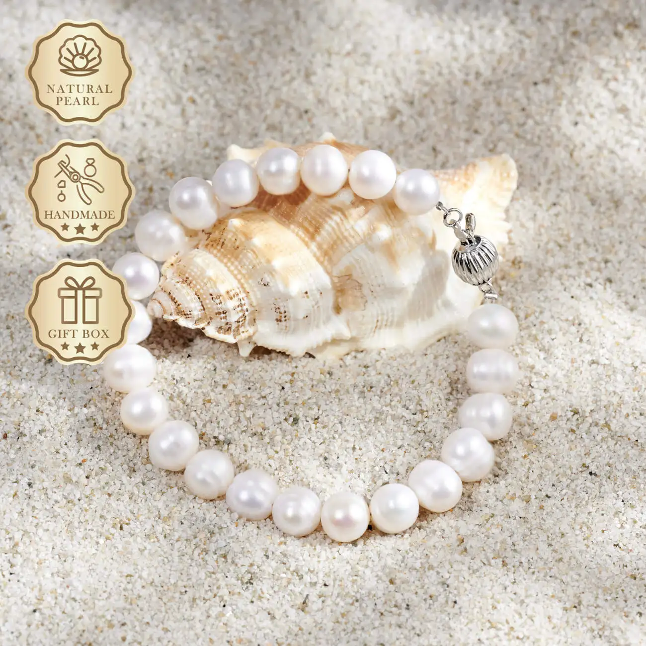 MYSOYA White Freshwater Pearl Bracelet 8–9mm with Lantern Clasp, Gift Box, Ideal Birthday & Anniversary Gift
MYSOYA White Freshwater Pearl Bracelet 8–9mm with Lantern Clasp, Gift Box, Ideal Birthday & Anniversary Gift