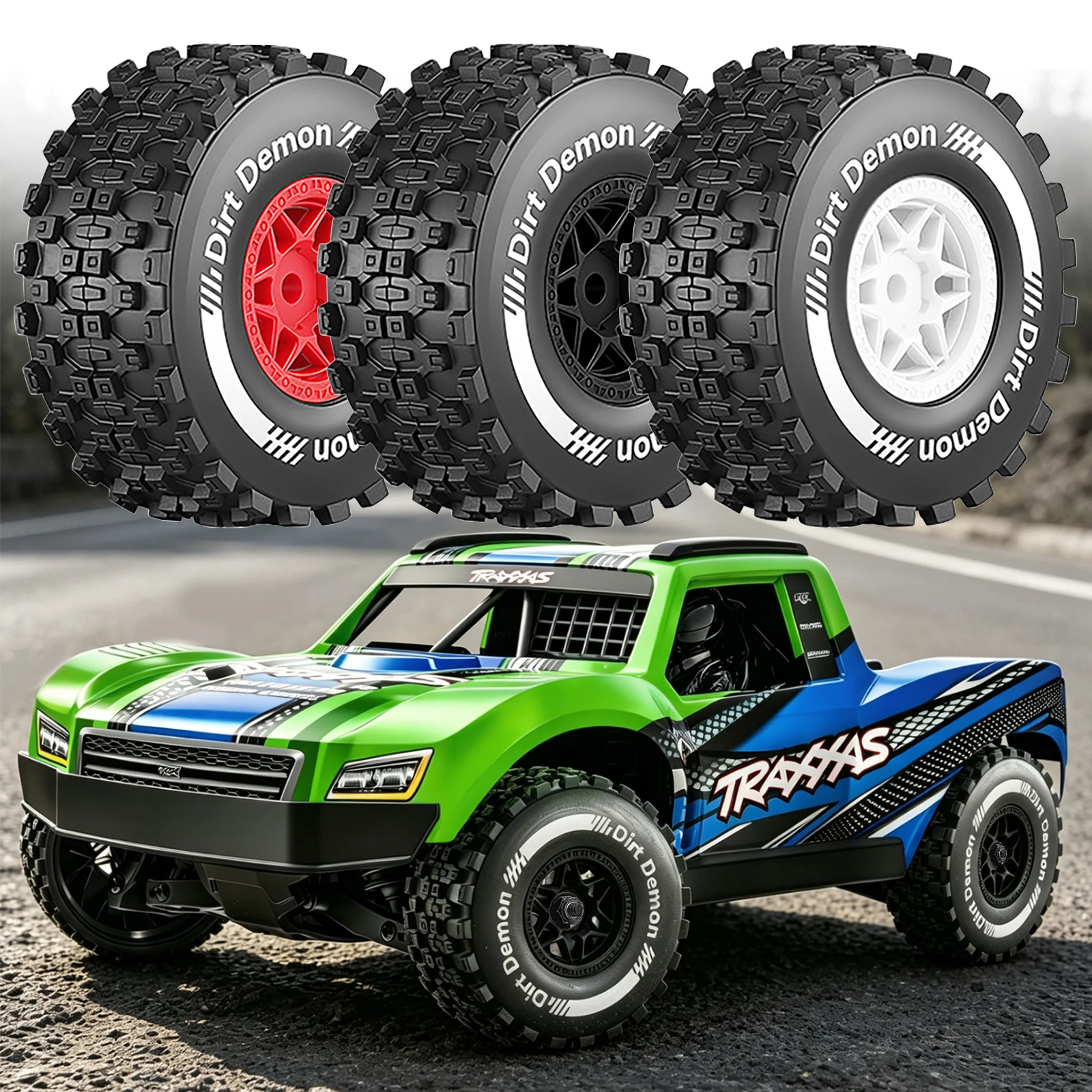 4pcs RC Wheel Rim & Tire Set for 1/ 14 1/16 Scale Traxxas Mini Slash RC Shock Course Truck Upgrade Parts Accessories
4pcs RC Wheel Rim & Tire Set for 1/ 14 1/16 Scale Traxxas Mini Slash RC Shock Course Truck Upgrade Parts Accessories