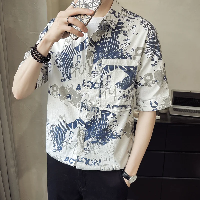 Mens Summer Shirt Lightweight Floral Pattern Short Sleeve Korean Style Slim Fit Trendy Casual Top for Students Half Sleeve
Mens Summer Shirt Lightweight Floral Pattern Short Sleeve Korean Style Slim Fit Trendy Casual Top for Students Half Sleeve