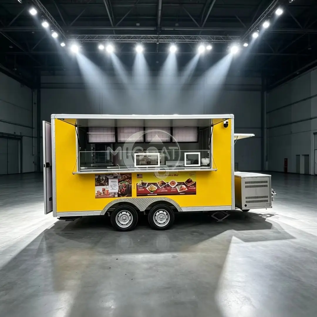 Bright Yellow 2-Axle Mobile Food Trailer with Awning, Commercial Food Truck for Fast Food & Street Vending
Bright Yellow 2-Axle Mobile Food Trailer with Awning, Commercial Food Truck for Fast Food & Street Vending