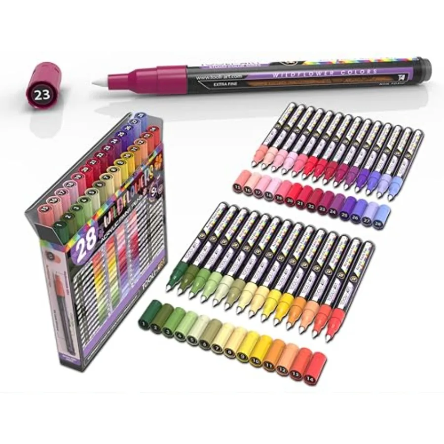 28 Colors Acrylic Paint Pens Studio Color Series arkers Set 0.7 Extra Fine Tip, Rock Painting, Glass, Mugs, Wood, Metal, Canvas
28 Colors Acrylic Paint Pens Studio Color Series arkers Set 0.7 Extra Fine Tip, Rock Painting, Glass, Mugs, Wood, Metal, Canvas