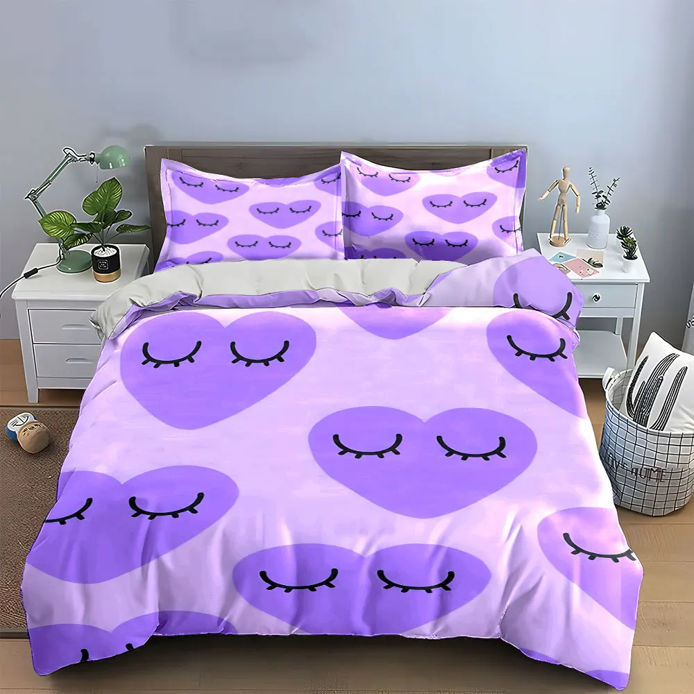 Sleeping Heart With Eyelash Duvet Cover Set, Light Purple Kawaii Girly Bedding Includes 1 Duvet Cover And 2 Pillowcase, Gift
Sleeping Heart With Eyelash Duvet Cover Set, Light Purple Kawaii Girly Bedding Includes 1 Duvet Cover And 2 Pillowcase, Gift