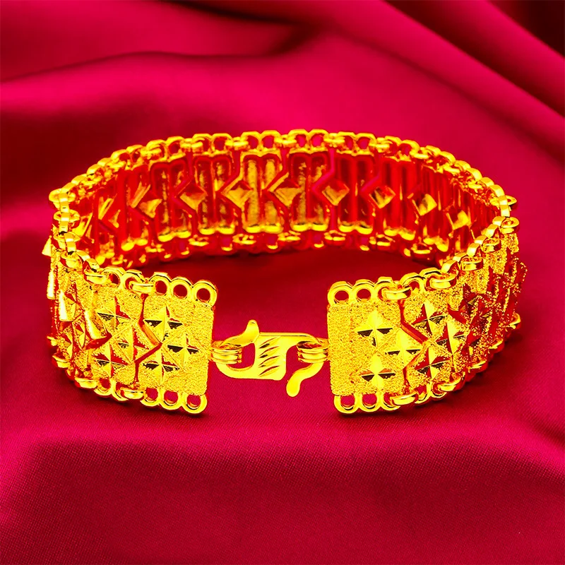Men's domineering wide-edge patterned bracelet, new style, S-clasp, wide pattern, luxury, 24K9999
Men's domineering wide-edge patterned bracelet, new style, S-clasp, wide pattern, luxury, 24K9999