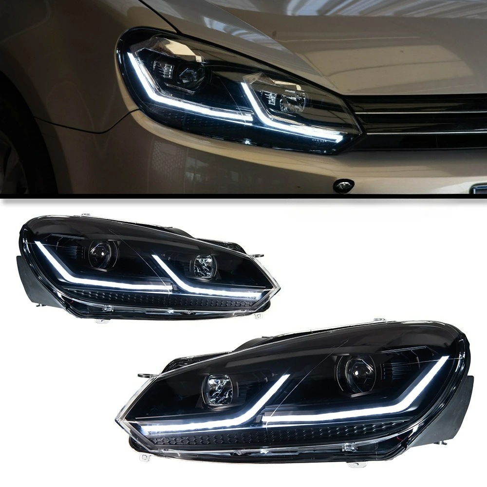 Фары в сборе для Volkswagen Golf 6 (2009-2012) с двойными линзами и LED-подсветкой 7.5, аксессуары для модернизации
Фары в сборе для Volkswagen Golf 6 (2009-2012) с двойными линзами и LED-подсветкой 7.5, аксессуары для модернизации