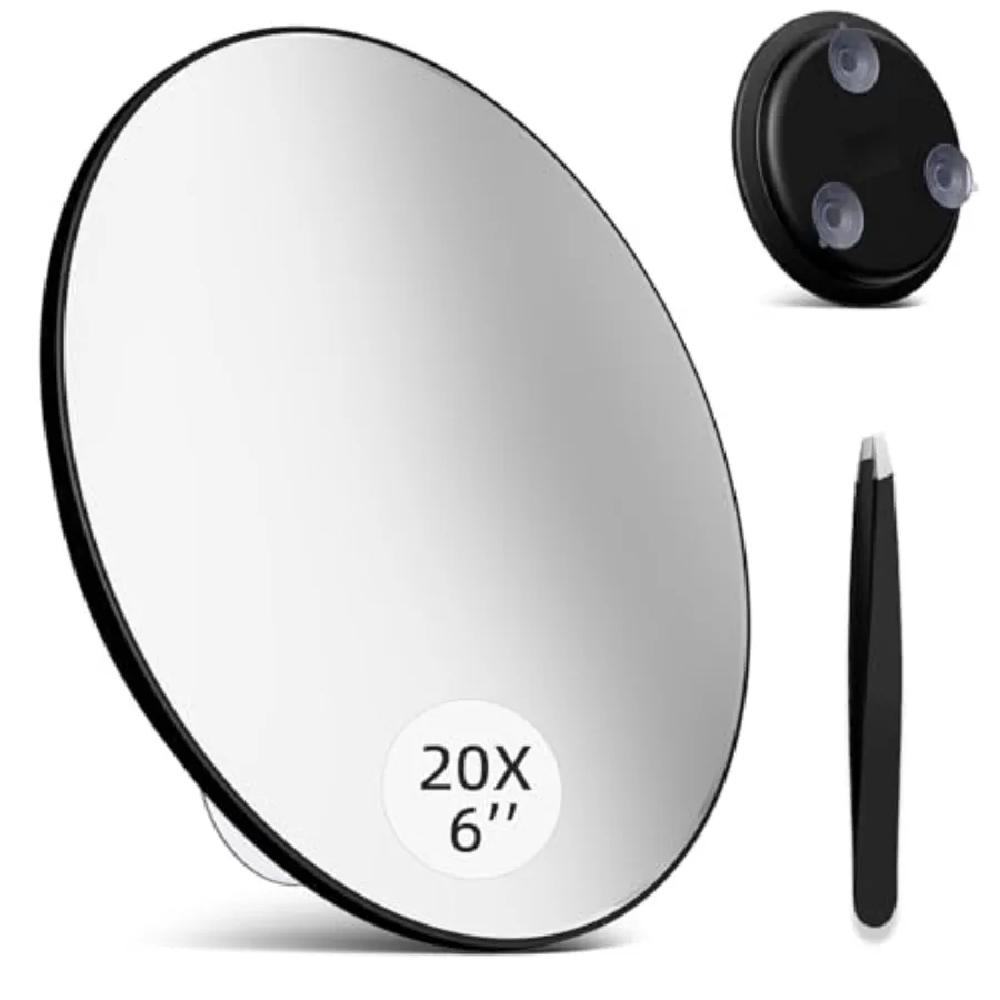 Large 6" 20X Magnifying Mirror with Tweezers, Travel Magnified Mirror 20x with Suction Cups, High Magnification Mirrors 20 x fo
Large 6" 20X Magnifying Mirror with Tweezers, Travel Magnified Mirror 20x with Suction Cups, High Magnification Mirrors 20 x fo