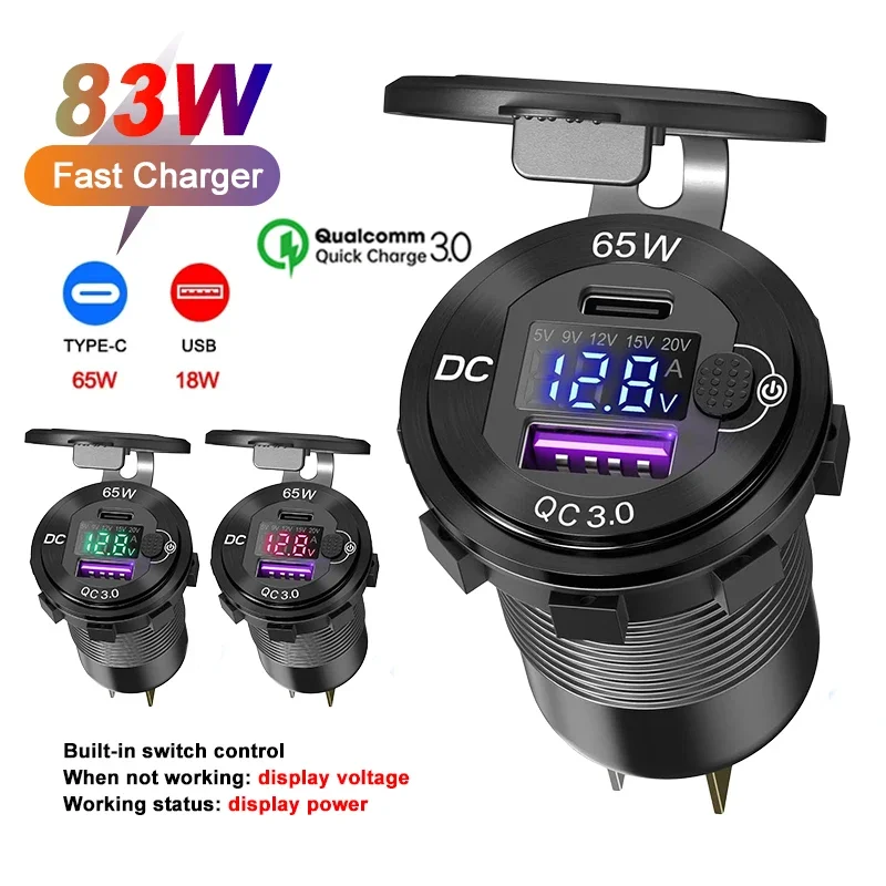 Upgraded 12-24V USB Outlet 83W Car Charger Laptop Socket 65W PD & QC3.0 Motorcycle Socket Power Outlet Waterproof Charge Adapter
Upgraded 12-24V USB Outlet 83W Car Charger Laptop Socket 65W PD & QC3.0 Motorcycle Socket Power Outlet Waterproof Charge Adapter