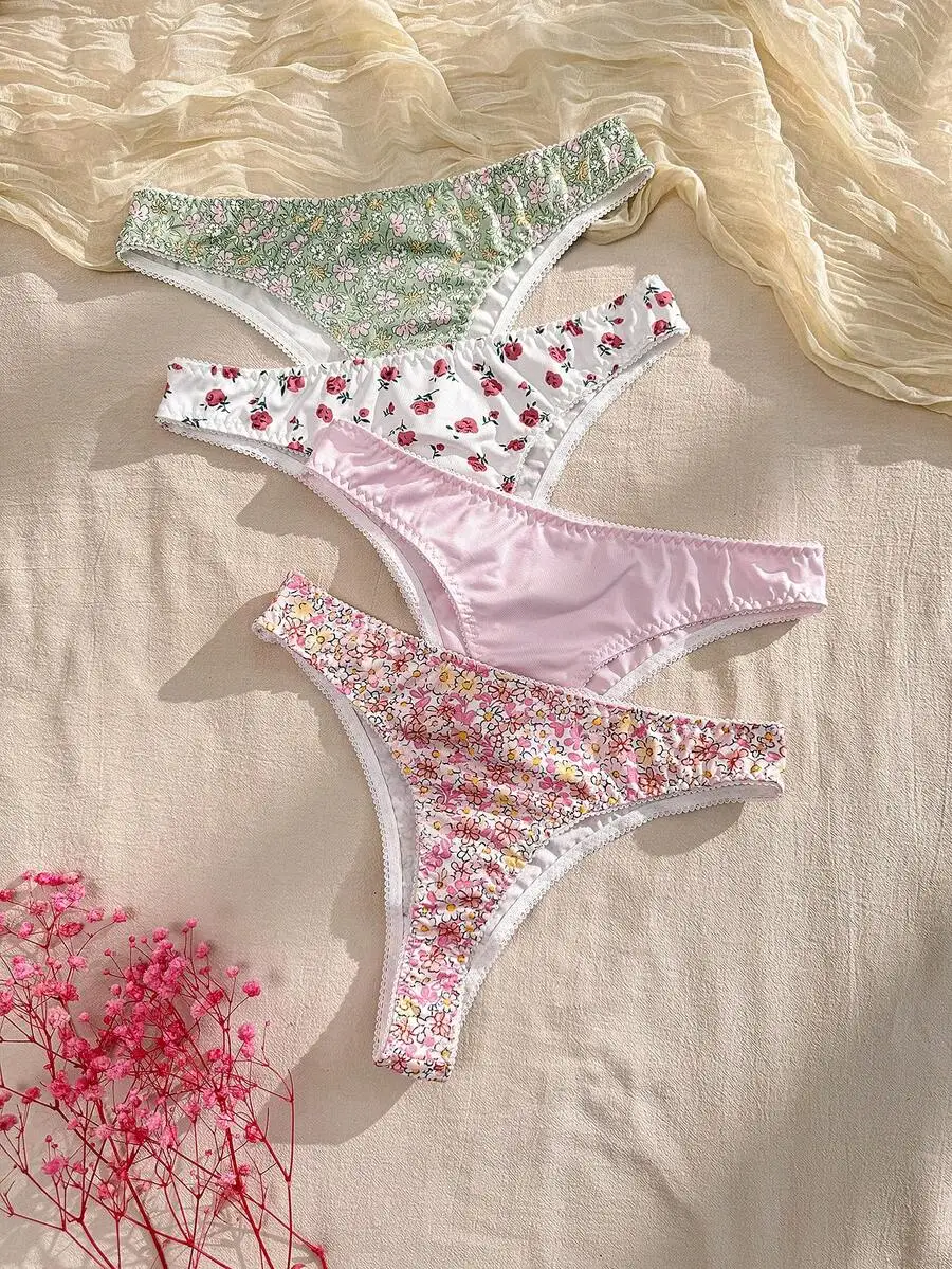 4pcs Women Soft Ditsy Floral Print Panties Set Low Rise Briefs
4pcs Women Soft Ditsy Floral Print Panties Set Low Rise Briefs