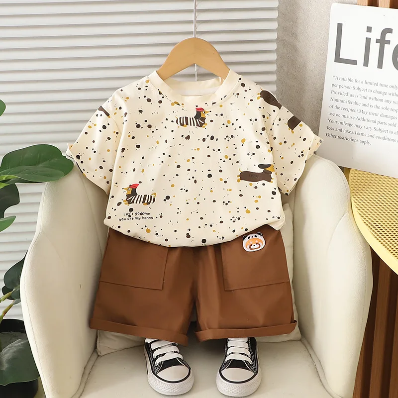 2PCS Summer Baby Boy Clothing 2025 Korean All Over Print Dog Short Sleeve T-shirts and Shorts Infant Clothes Kids Boys Suit Set
2PCS Summer Baby Boy Clothing 2025 Korean All Over Print Dog Short Sleeve T-shirts and Shorts Infant Clothes Kids Boys Suit Set