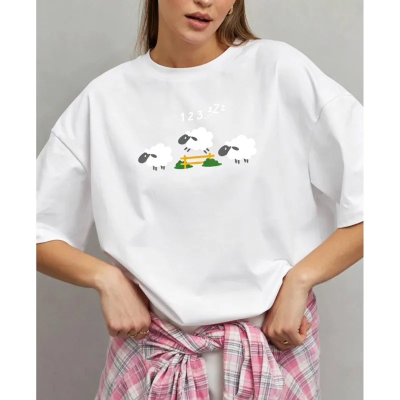 Women's T-shirts 2026 Pure Cotton Print Beautiful Sheep Lovely Tops For Women Study Home Office Shopping Clothes
Women's T-shirts 2026 Pure Cotton Print Beautiful Sheep Lovely Tops For Women Study Home Office Shopping Clothes