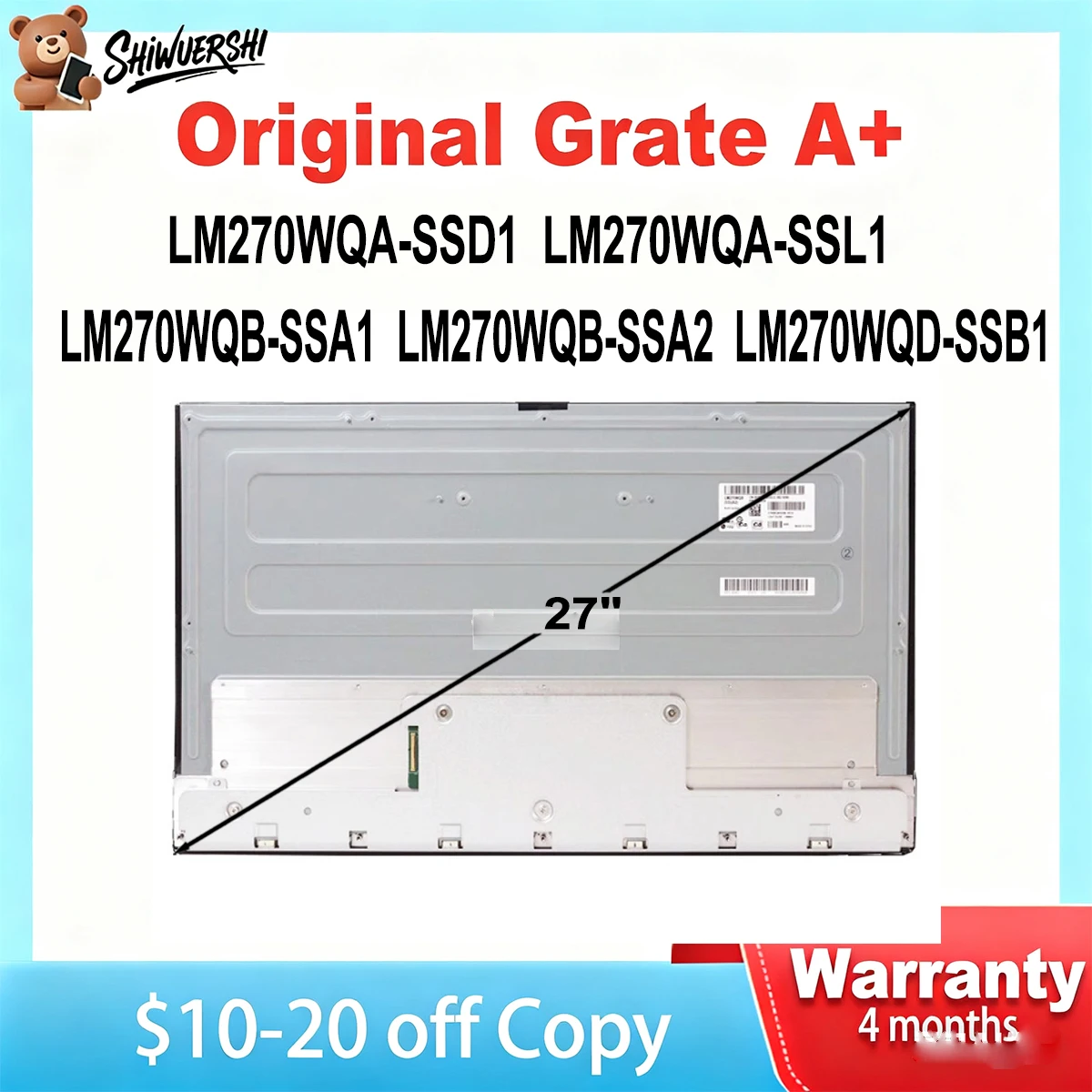 Оригинальный новый 27-дюймовый ЖК-экран 2560*1440P Quad HD LM270WQA SSD1 LM270WQA SSL1 LM270WQB SSA1 LM270WQB SSA2 LM270WQD SSB1
Оригинальный новый 27-дюймовый ЖК-экран 2560*1440P Quad HD LM270WQA SSD1 LM270WQA SSL1 LM270WQB SSA1 LM270WQB SSA2 LM270WQD SSB1
