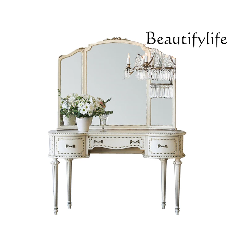 French retro solid wood desk European painted gold painted old makeup table
French retro solid wood desk European painted gold painted old makeup table