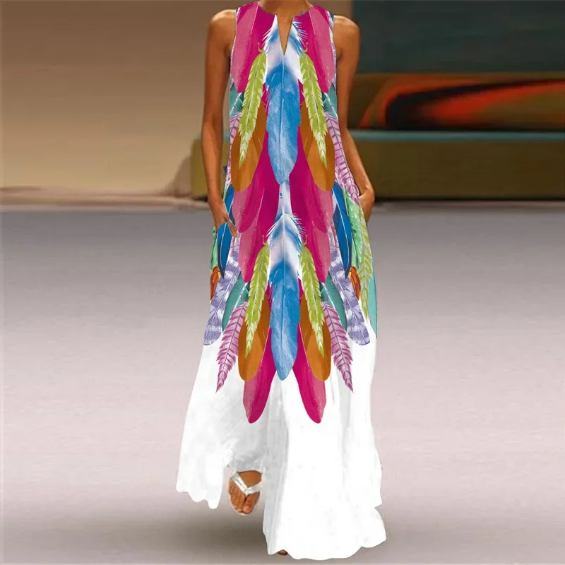 Vintage Women Summer Fashion Sexy V-neck Sleeveless Long Dress with Pockets Female Casual Loose Floral Print Comfort Vestidos
Vintage Women Summer Fashion Sexy V-neck Sleeveless Long Dress with Pockets Female Casual Loose Floral Print Comfort Vestidos