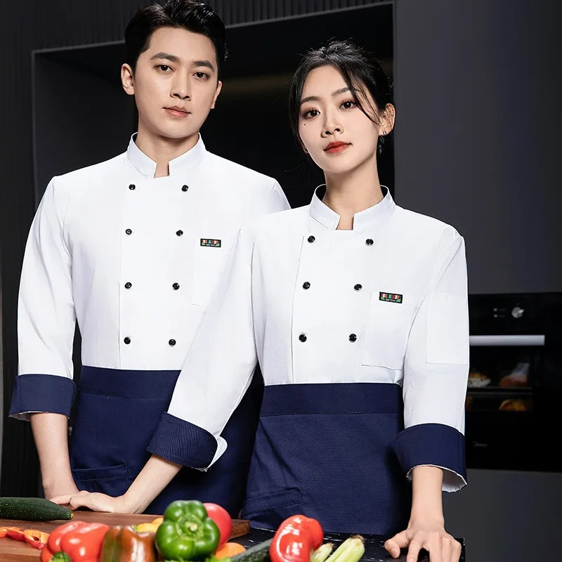 Chef Overalls Men's Autumn and Winter Hotel Restaurant Western Restaurant Back Kitchen Baking Double-breasted Long-sleeved Work
Chef Overalls Men's Autumn and Winter Hotel Restaurant Western Restaurant Back Kitchen Baking Double-breasted Long-sleeved Work