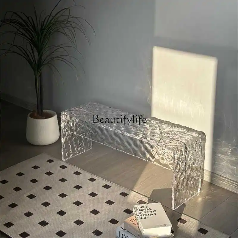 Acrylic bedside stool light luxury simple door shoe change stool long strip transparent water ripple
Acrylic bedside stool light luxury simple door shoe change stool long strip transparent water ripple