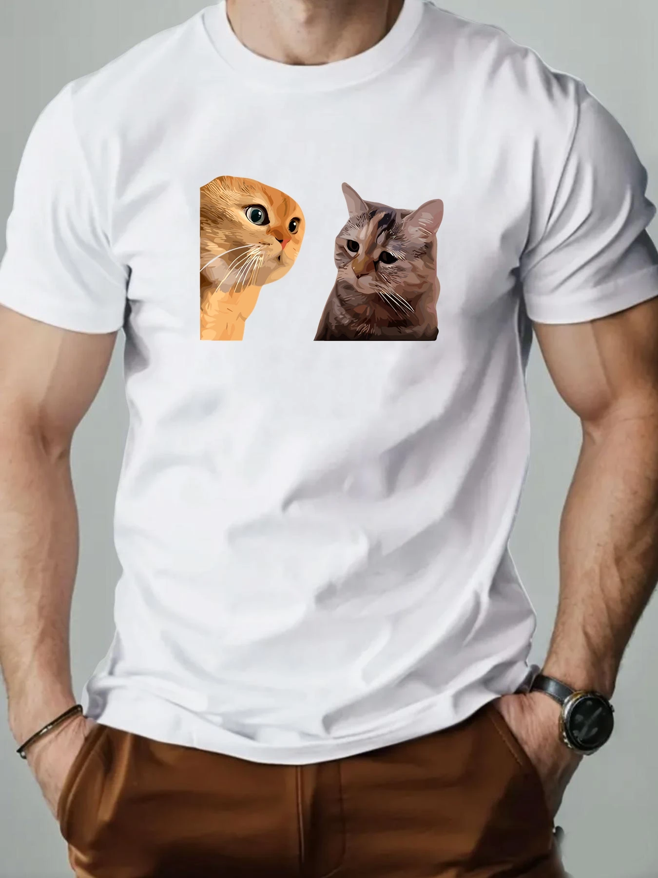 Men's T-Shirt Pure Cotton Funny kitten Print Comfortable Breathable Round Neck Short Sleeve Casual Summer Daily Wear Tee Top
Men's T-Shirt Pure Cotton Funny kitten Print Comfortable Breathable Round Neck Short Sleeve Casual Summer Daily Wear Tee Top