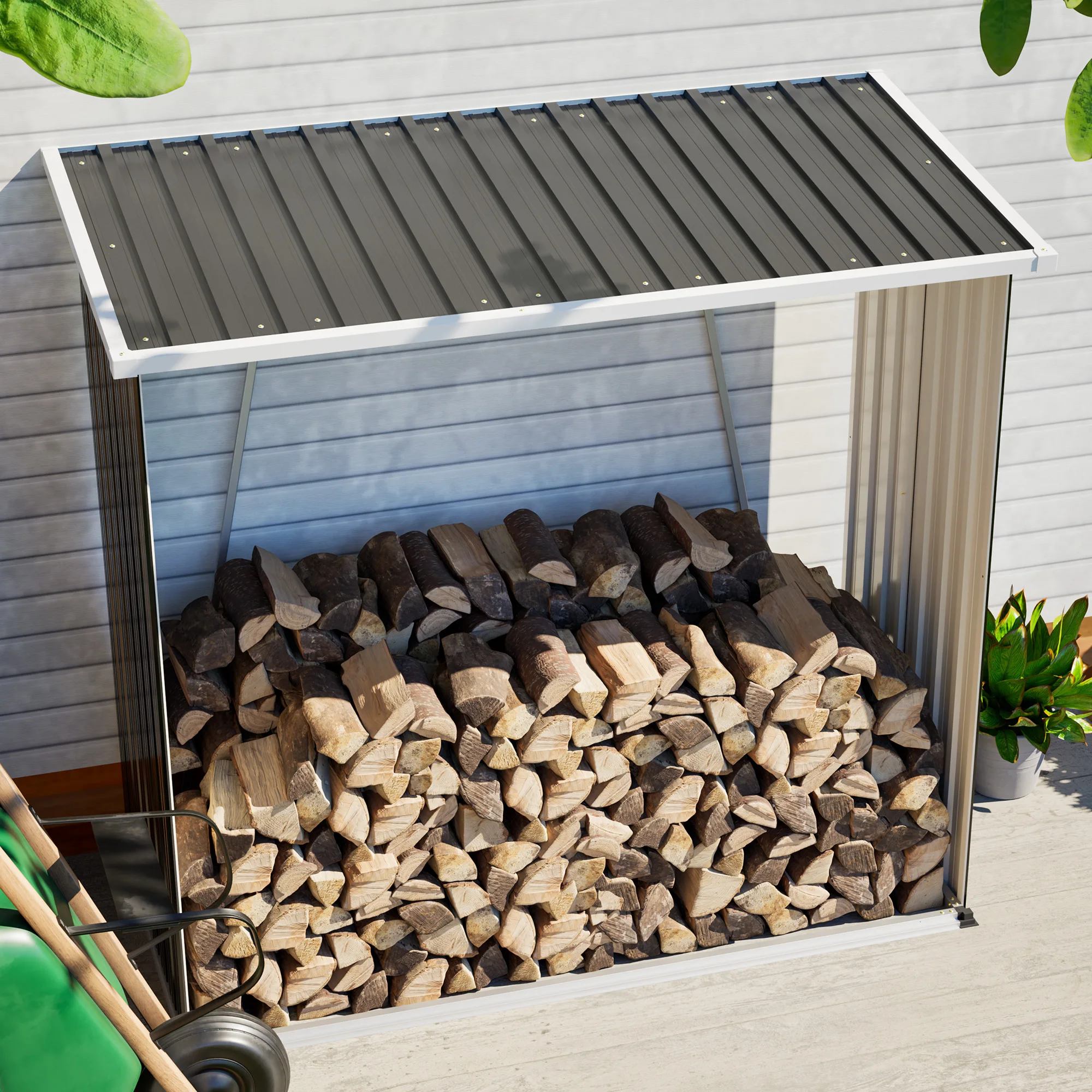 62 Cu.Ft. Outdoor Metal Storage Shed With Sloped Roof, Weatherproof Firewood Rack With Raised Base, Heavy Duty Yard Organizer For Tools & Supplies
62 Cu.Ft. Outdoor Metal Storage Shed With Sloped Roof, Weatherproof Firewood Rack With Raised Base, Heavy Duty Yard Organizer For Tools & Supplies
