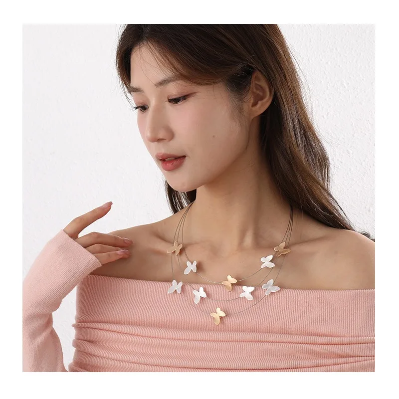 New Necklace Women's Three-layer Butterfly Metal Brushed Fashion Versatile Short Wire Rope Collarbone Necklace
New Necklace Women's Three-layer Butterfly Metal Brushed Fashion Versatile Short Wire Rope Collarbone Necklace