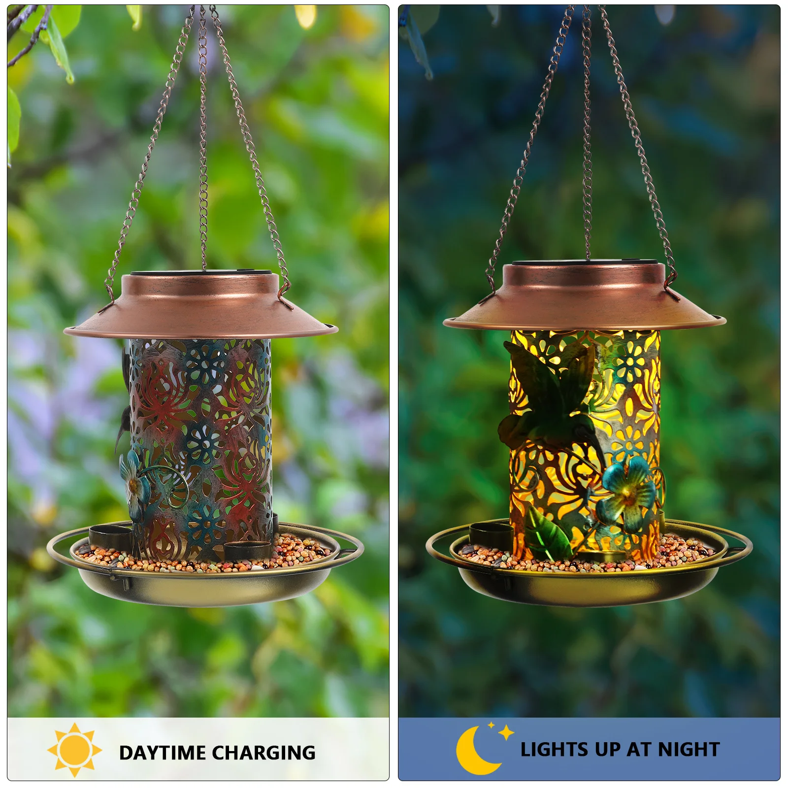 Outdoor Solar Bird Feeder Metal Hanging Bird Feeders for Outside Garden Solar Powered Light Up Squirrel Feeder
Outdoor Solar Bird Feeder Metal Hanging Bird Feeders for Outside Garden Solar Powered Light Up Squirrel Feeder