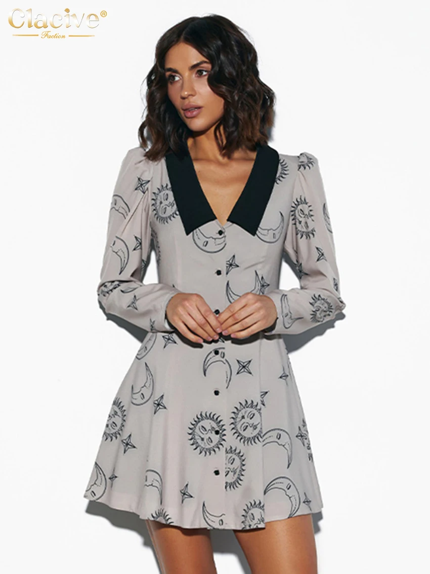 Clacive Fashion Loose Print Women's Dress 2025 Casual Lapel Long Sleeve Mini Dresses Elegant Classic High Waist Female Dress
Clacive Fashion Loose Print Women's Dress 2025 Casual Lapel Long Sleeve Mini Dresses Elegant Classic High Waist Female Dress