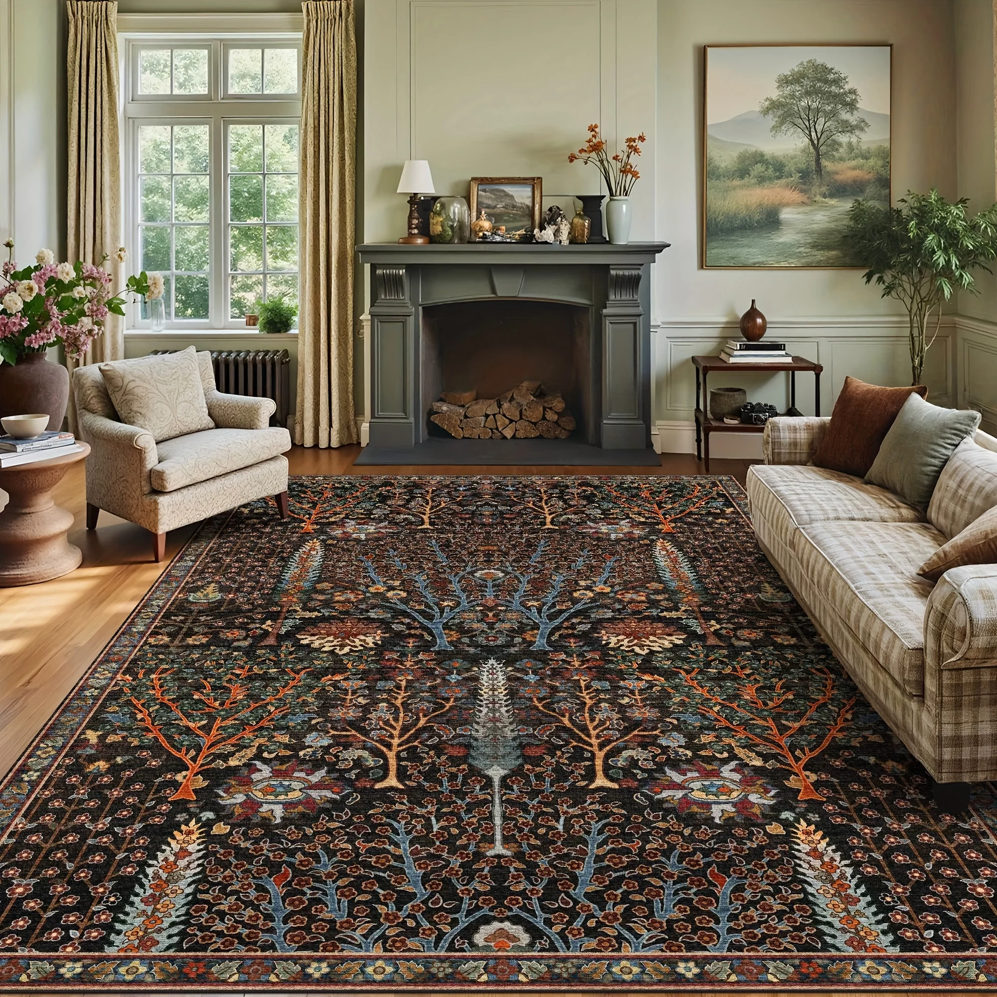 Vintage Floral Area Mat - Non-Slip, Machine Washable, Low Pile Mat for Living Room, Bedroom, Or Home Office, Brick-Red with Intricate Plant Patterns, Perfect for Cozy Spaces, Living Room Mat Home Decoration
Vintage Floral Area Mat - Non-Slip, Machine Washable, Low Pile Mat for Living Room, Bedroom, Or Home Office, Brick-Red with Intricate Plant Patterns, Perfect for Cozy Spaces, Living Room Mat Home Decoration