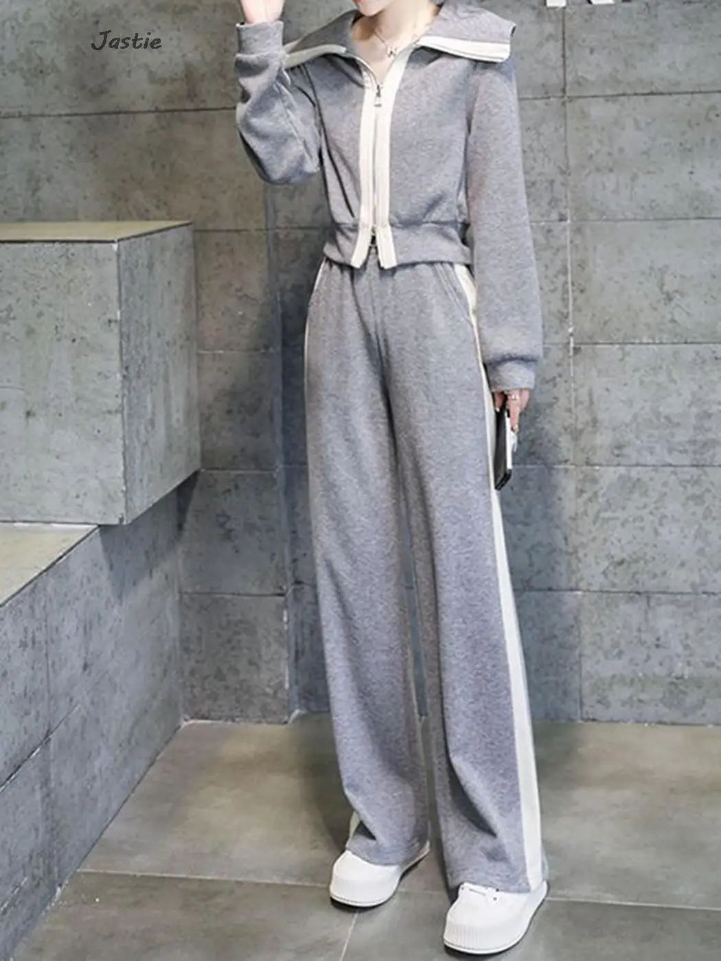 Spring Autumn Zip Up Sweatshirt Suit Fashion Casual Elastic Waist Wide-leg Pants Two Piece Set Sports And Leisure Women Outfit
Spring Autumn Zip Up Sweatshirt Suit Fashion Casual Elastic Waist Wide-leg Pants Two Piece Set Sports And Leisure Women Outfit