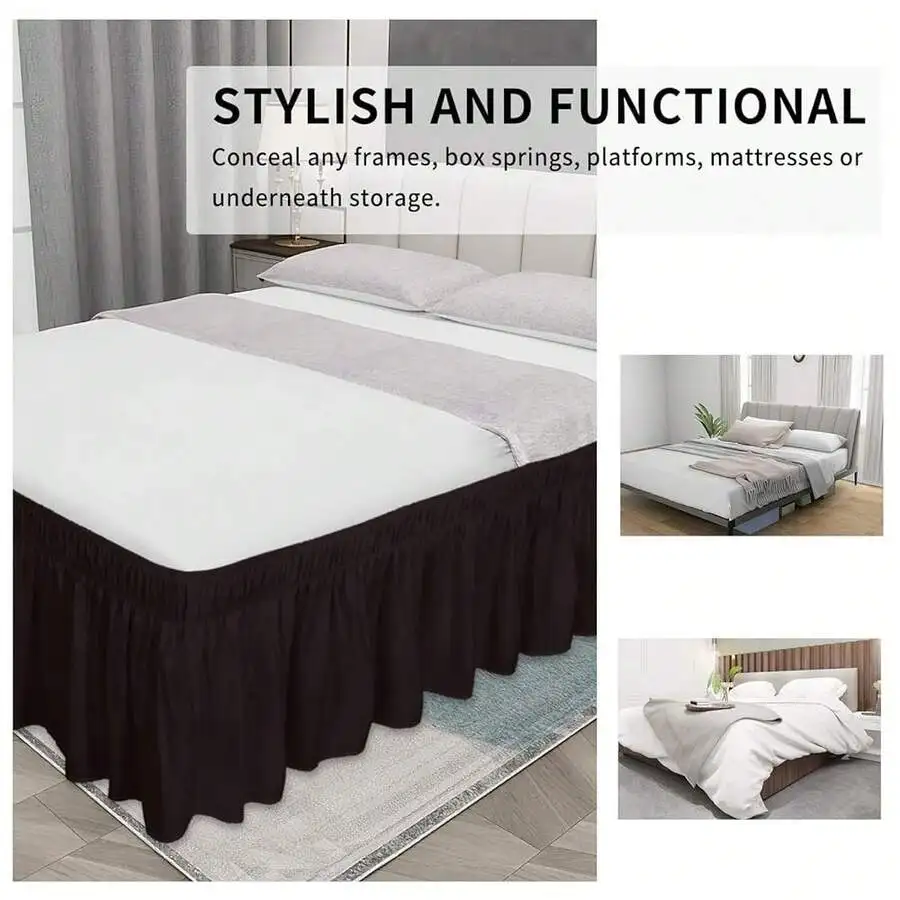 Stylish Bed Skirt With Elastic Belt, 14 Inch Drop, Fits Queen King Size Beds, Chocolate Color
Stylish Bed Skirt With Elastic Belt, 14 Inch Drop, Fits Queen King Size Beds, Chocolate Color
