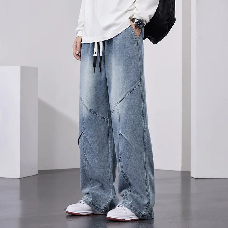 KIDWHXR Straight-leg Pant Men High Street Contrast Color Loose Male Trousers Elastic Waist Drawstring Casual Man Denim Pant
KIDWHXR Straight-leg Pant Men High Street Contrast Color Loose Male Trousers Elastic Waist Drawstring Casual Man Denim Pant