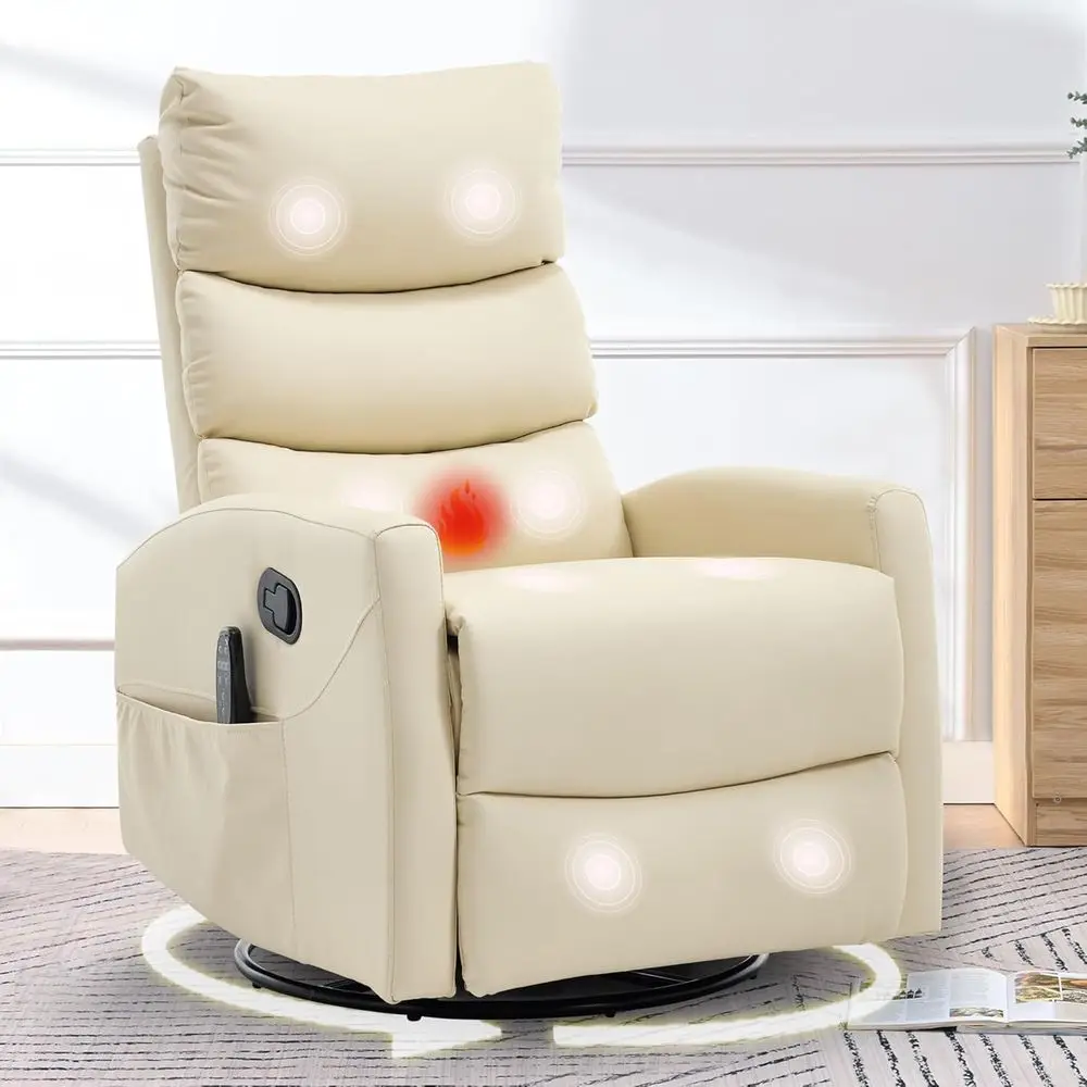 Swivel Rocker Recliner Chair, Upholstered Nursery Glider Recliner Chair with Heated Massage, High Back, Side ket (Light Yellow P
Swivel Rocker Recliner Chair, Upholstered Nursery Glider Recliner Chair with Heated Massage, High Back, Side ket (Light Yellow P