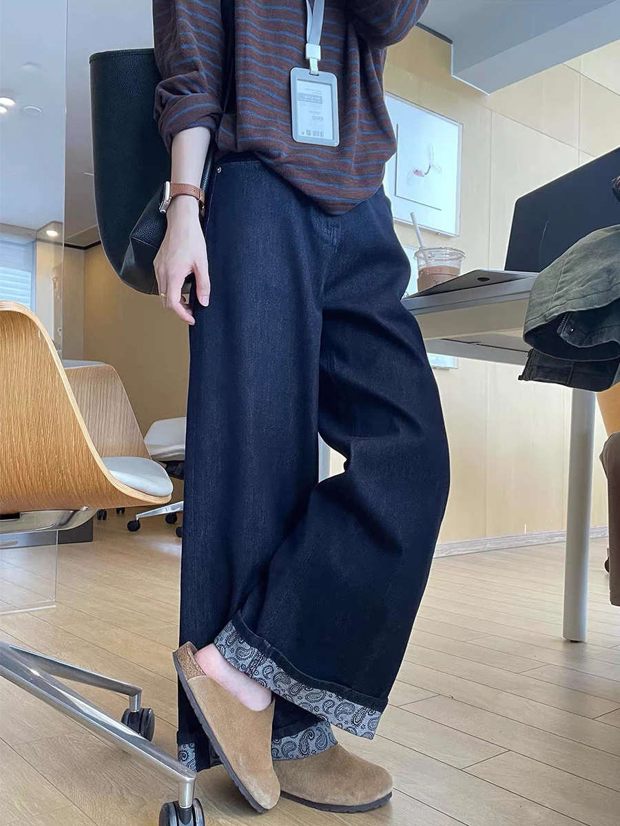 Loose High Waist Dark Blue Denim Jeans Women's Spring Fashion Pear Shape Body Wide Leg Pants Straight Cut Slimming Effect
Loose High Waist Dark Blue Denim Jeans Women's Spring Fashion Pear Shape Body Wide Leg Pants Straight Cut Slimming Effect