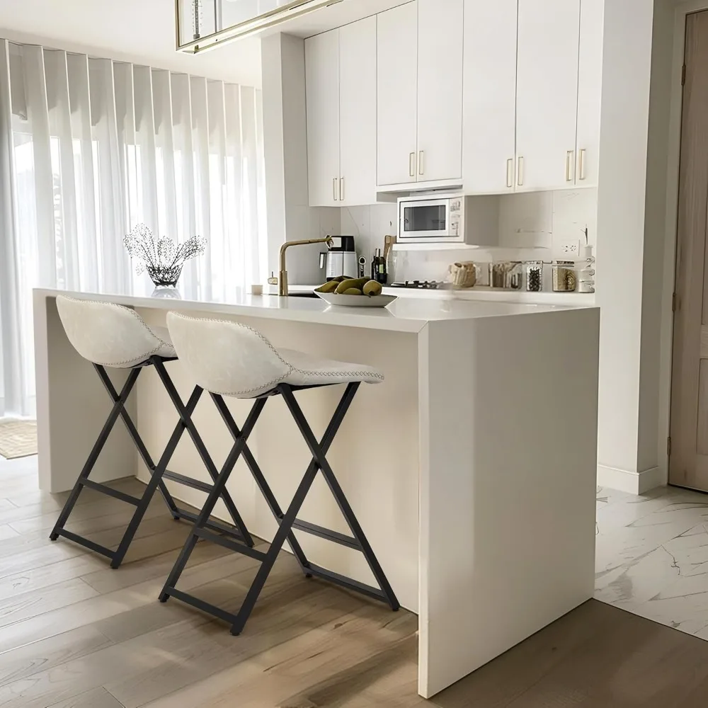 Kitchen Counter 24 Inch Modern Bar Chairs with Low Backs for Kitchen Island with Upholstered Faux Leather Seat and Metal Frame
Kitchen Counter 24 Inch Modern Bar Chairs with Low Backs for Kitchen Island with Upholstered Faux Leather Seat and Metal Frame