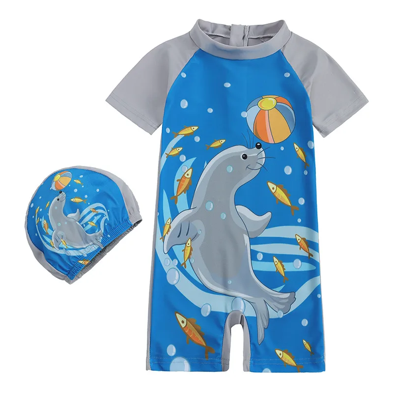 Boys One-Piece Swimwear Sea Lion Print for 1-8Y Baby Toddler Children Swimsuit Beach Wear Set With Cap Quick Dry Sun Protection
Boys One-Piece Swimwear Sea Lion Print for 1-8Y Baby Toddler Children Swimsuit Beach Wear Set With Cap Quick Dry Sun Protection