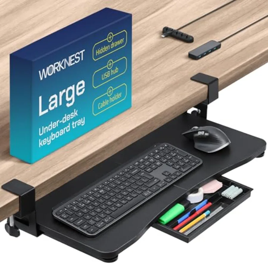 Keyboard Tray Under Desk Keyboard Tray Slide Out w/Adjustable C-Clamps for Desks Up to 1.5-Inch-Thick Clamp On Drawer with 1x U
Keyboard Tray Under Desk Keyboard Tray Slide Out w/Adjustable C-Clamps for Desks Up to 1.5-Inch-Thick Clamp On Drawer with 1x U